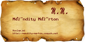 Mándity Márton névjegykártya